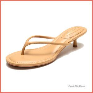 100% Genuine Leather Kitten Heel Sandals with Memory Foam